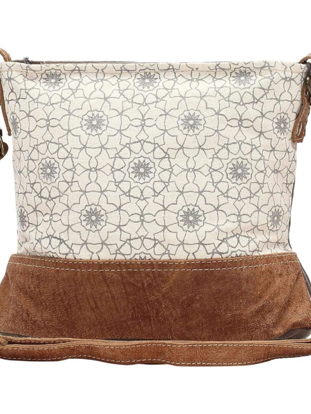 Bucket Bags for Women - Canvas Bucket Purse with Genuine Leather Detailing, Boho